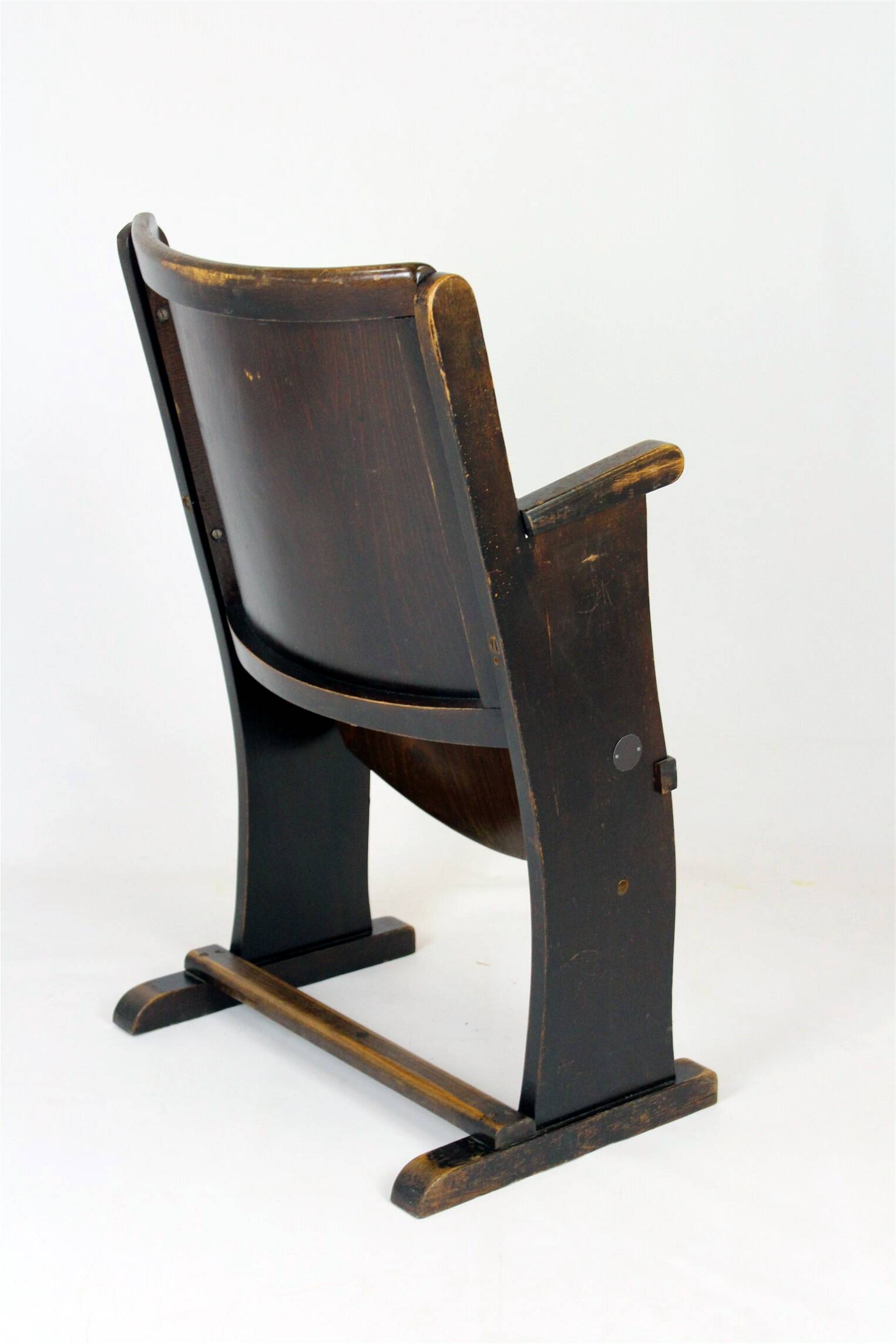 Vintage Cinema Chair TON (Thonet), 1940s Czech, Wooden Theatre Seat