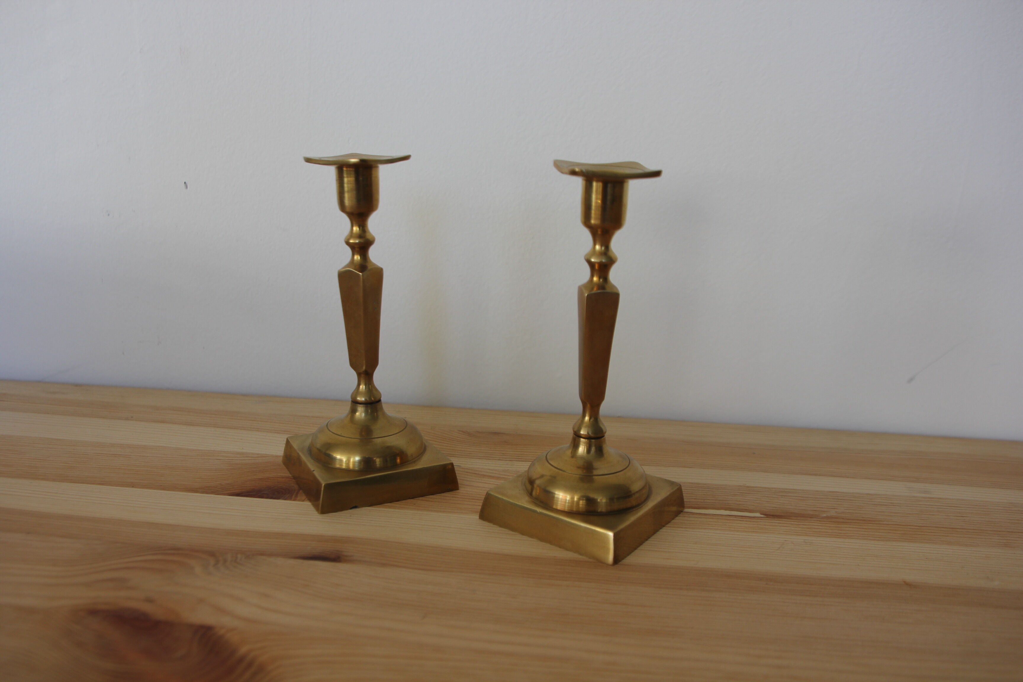 Pair of brass candle holders