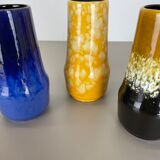 Set of Three Pottery Fat Lava "Supercolor" Vases Made by Scheurich Germany 1970s