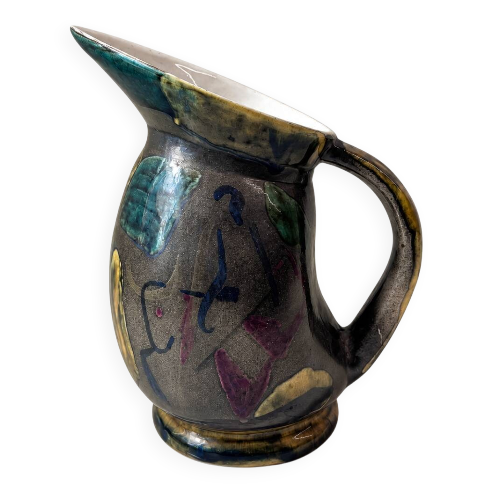 Glazed ceramic pitcher from the 1960s.