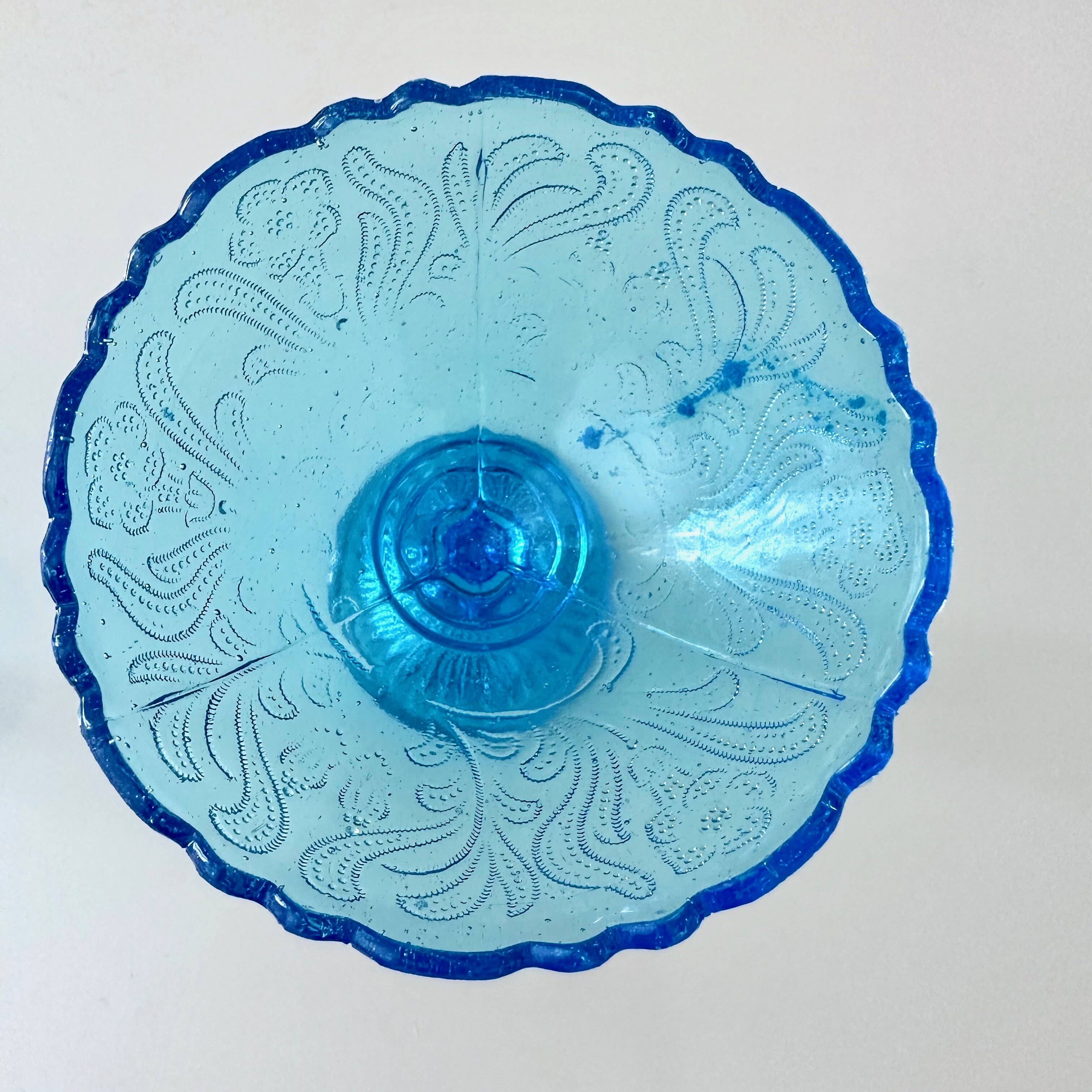 Art Deco pressed glass collection, sugar bowls turquoise