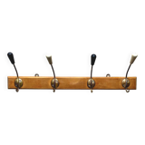 Vintage wooden wall coat rack - 4 hooks