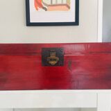 19th century red lacquered Chinese trunk