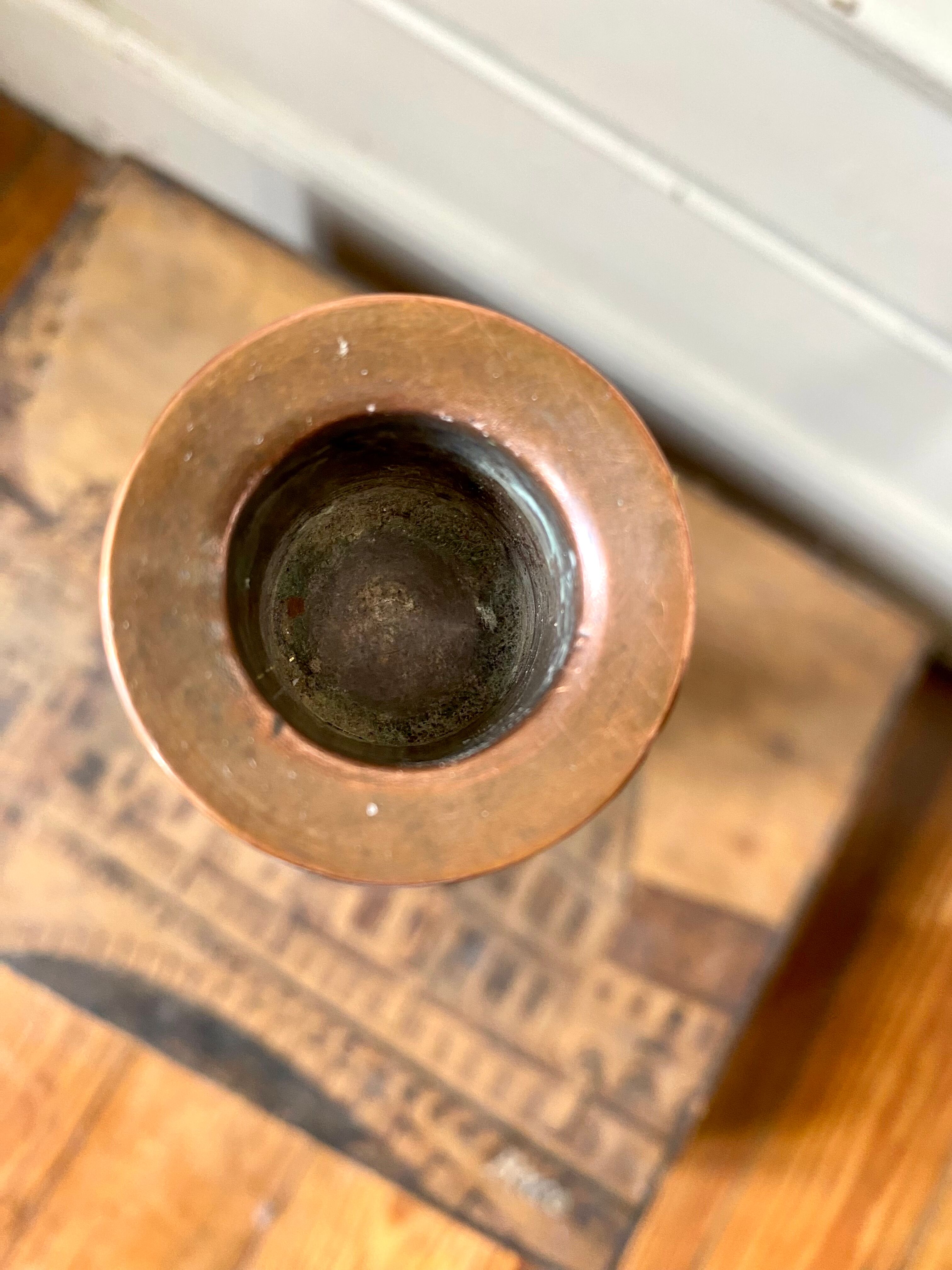 Old copper candle holder