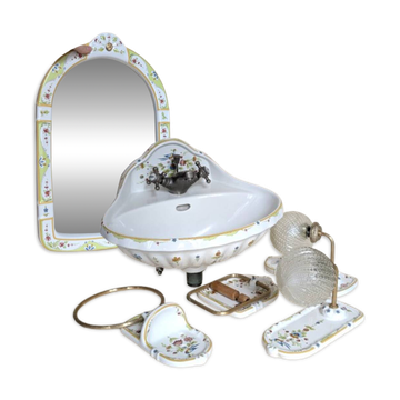 Ensemble de salle de bain en céramique peinte – Style vintage floral