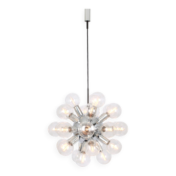Large chrome space-style Atomium Sputnik chandelier by Kalmar, Austria, 1970s.