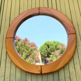 Vintage Scandinavian pine mirror by Glasmaster Markaryd 1970s