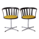Pair of Vintage Swivel Chairs – 1970s German Design – Black Lacquered Beech