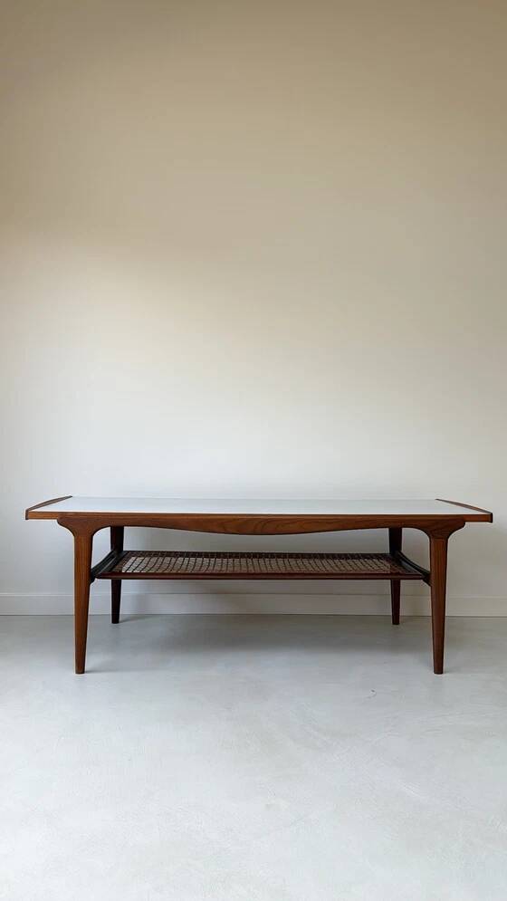 Vintage wooden coffee table with reversible Formica top