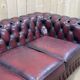 Chesterfield sofa in red leather 3 places from the 70s