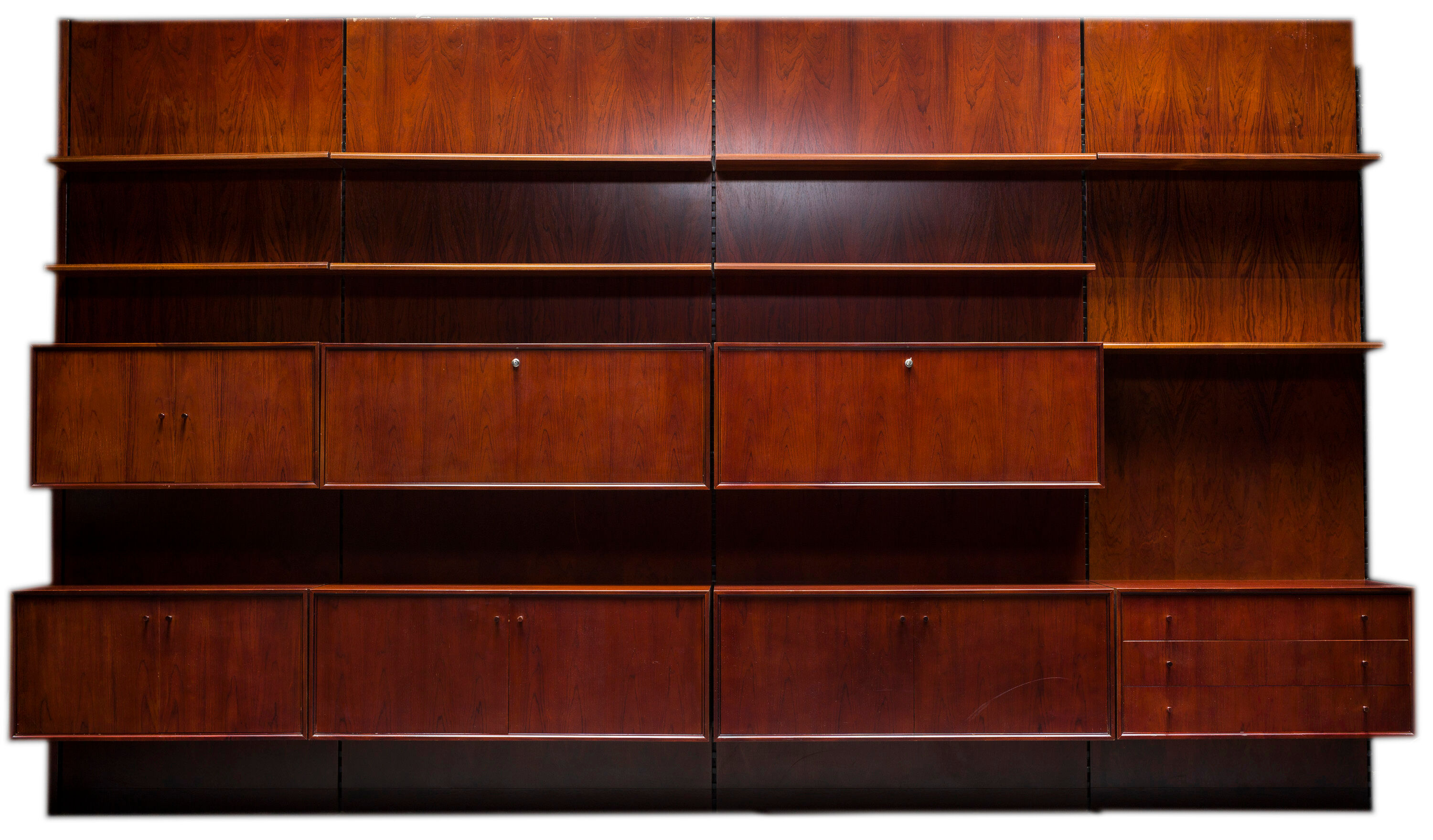 German Rosewood Modular Wall Shelves by IDEE Mobel, 1960s, Set of 25