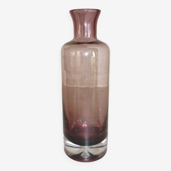 Plum-colored glass bottle with bubble