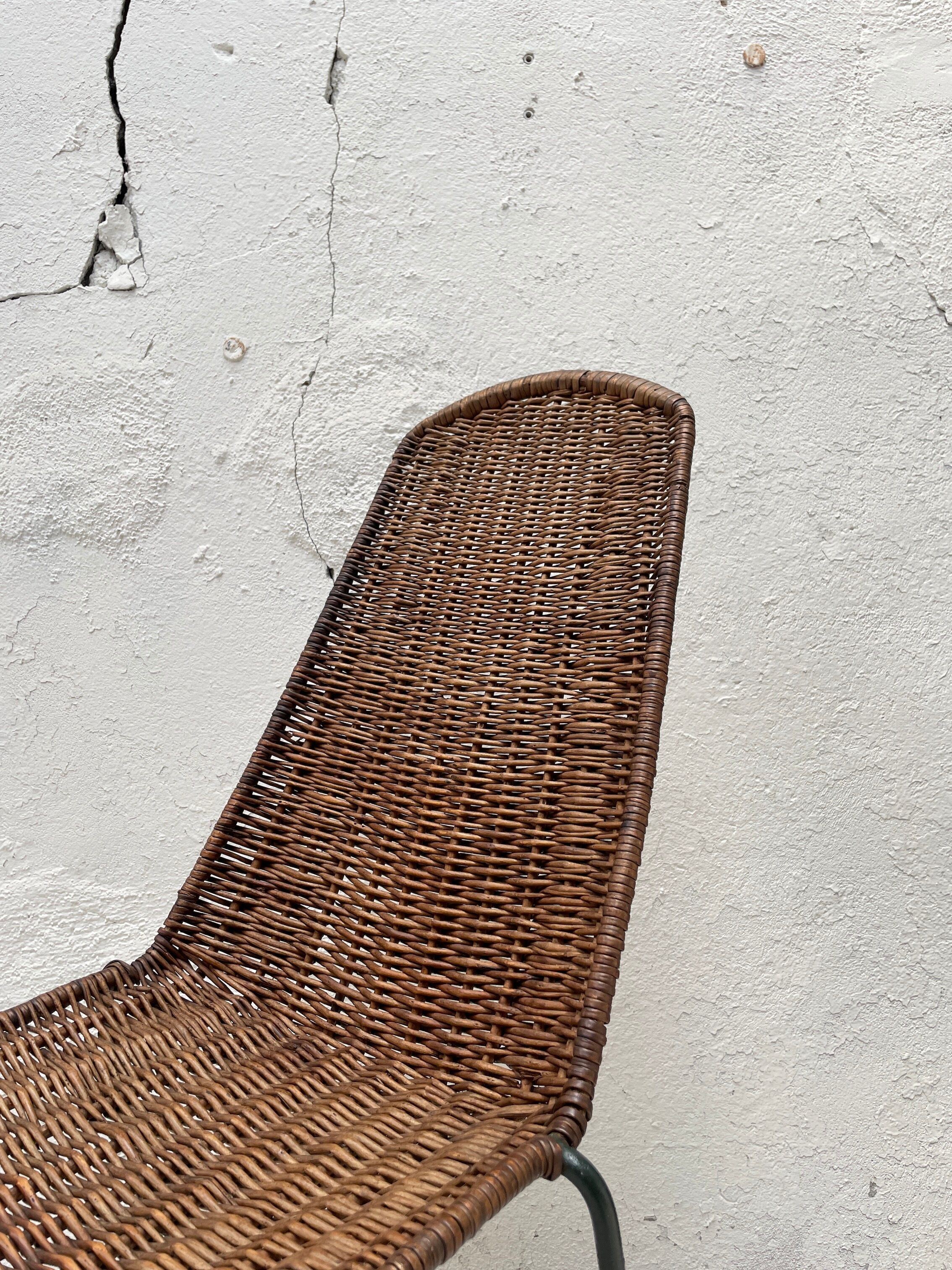 Vintage chair in wicker and metal circa 1950