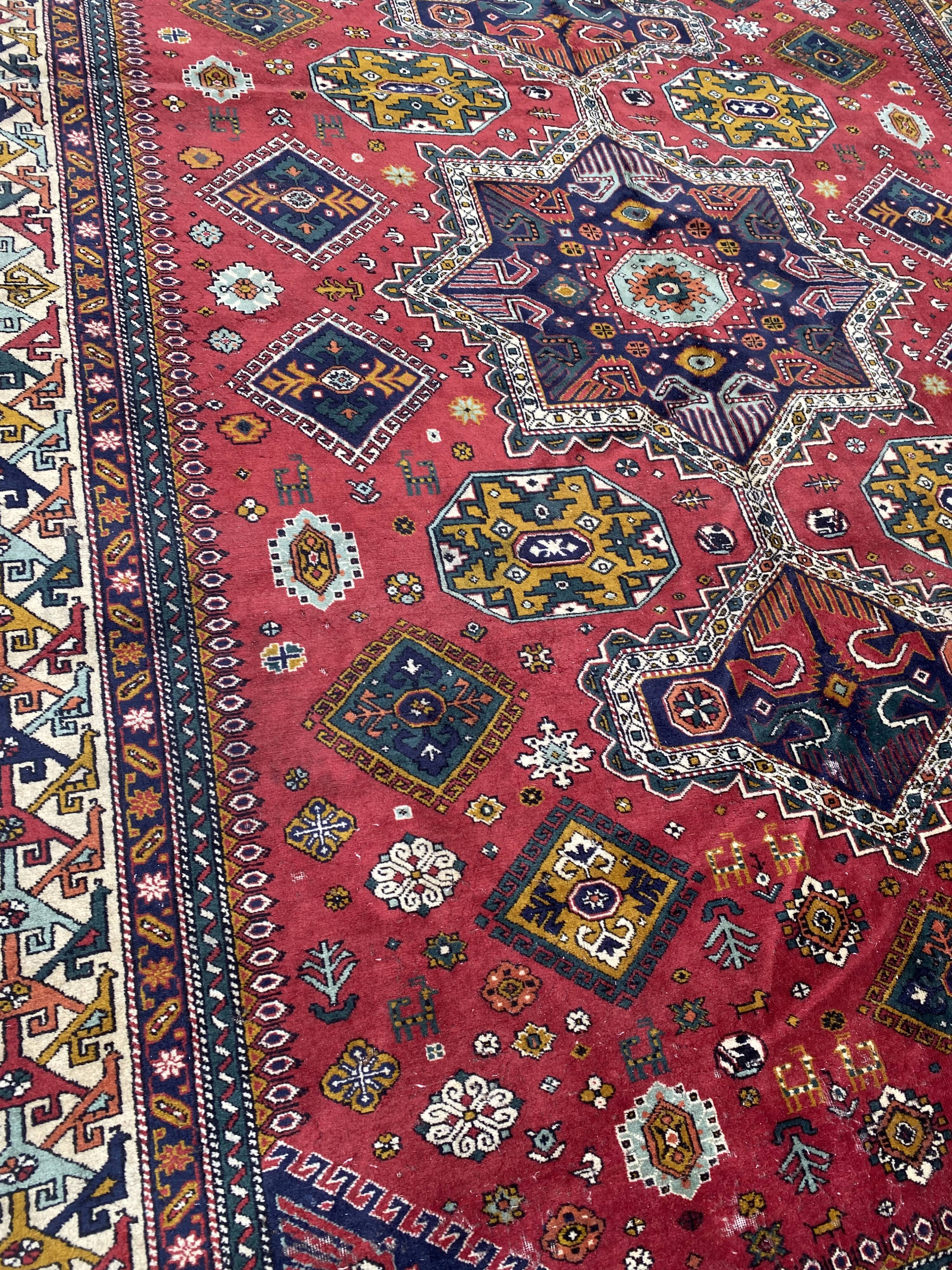 Nice large vintage carpet chirwan Azerbaijan handmade 234x310 cm