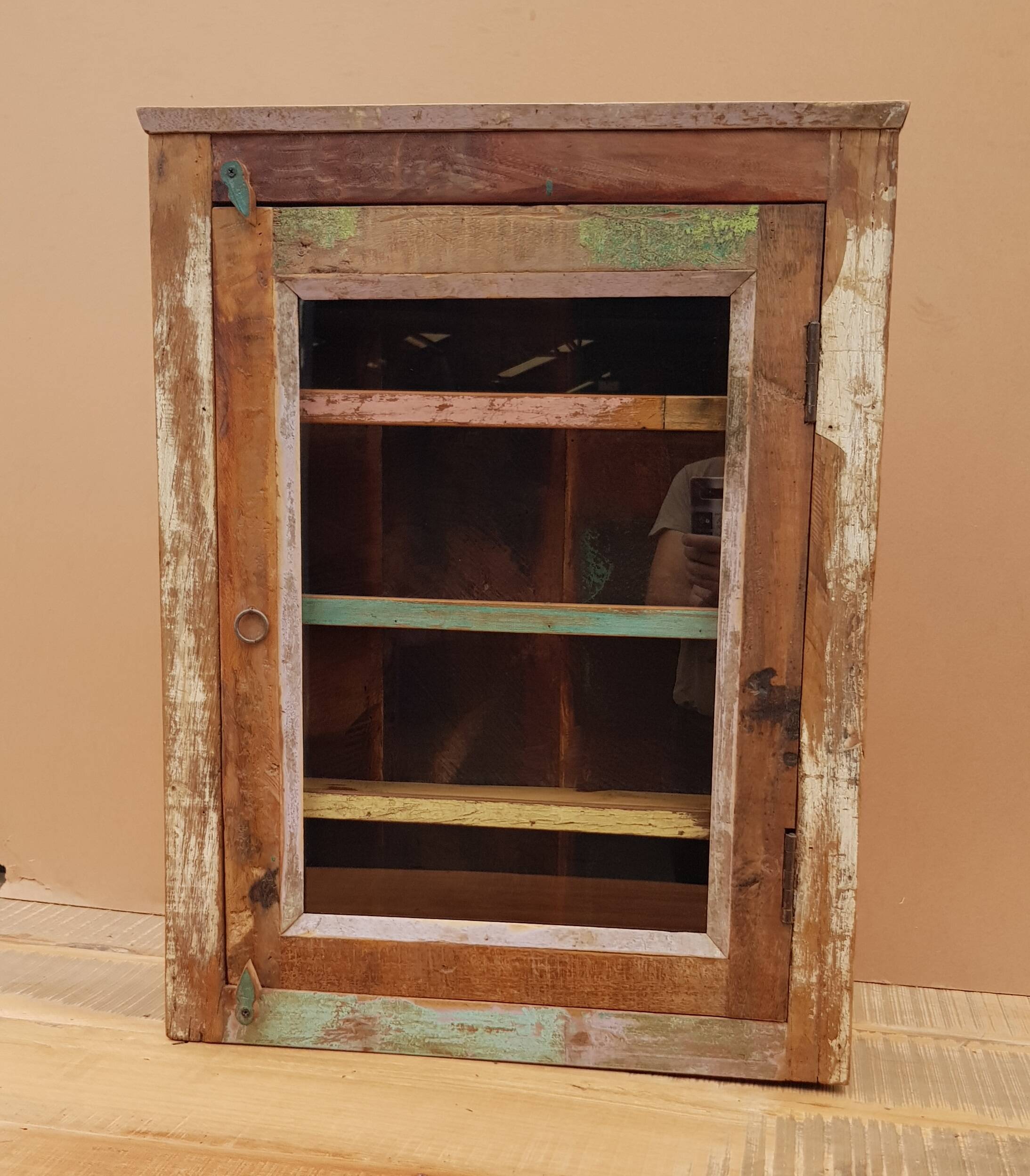 Polychrome teak display case