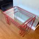 Red tubular nesting tables, 1970s, Set of 3
