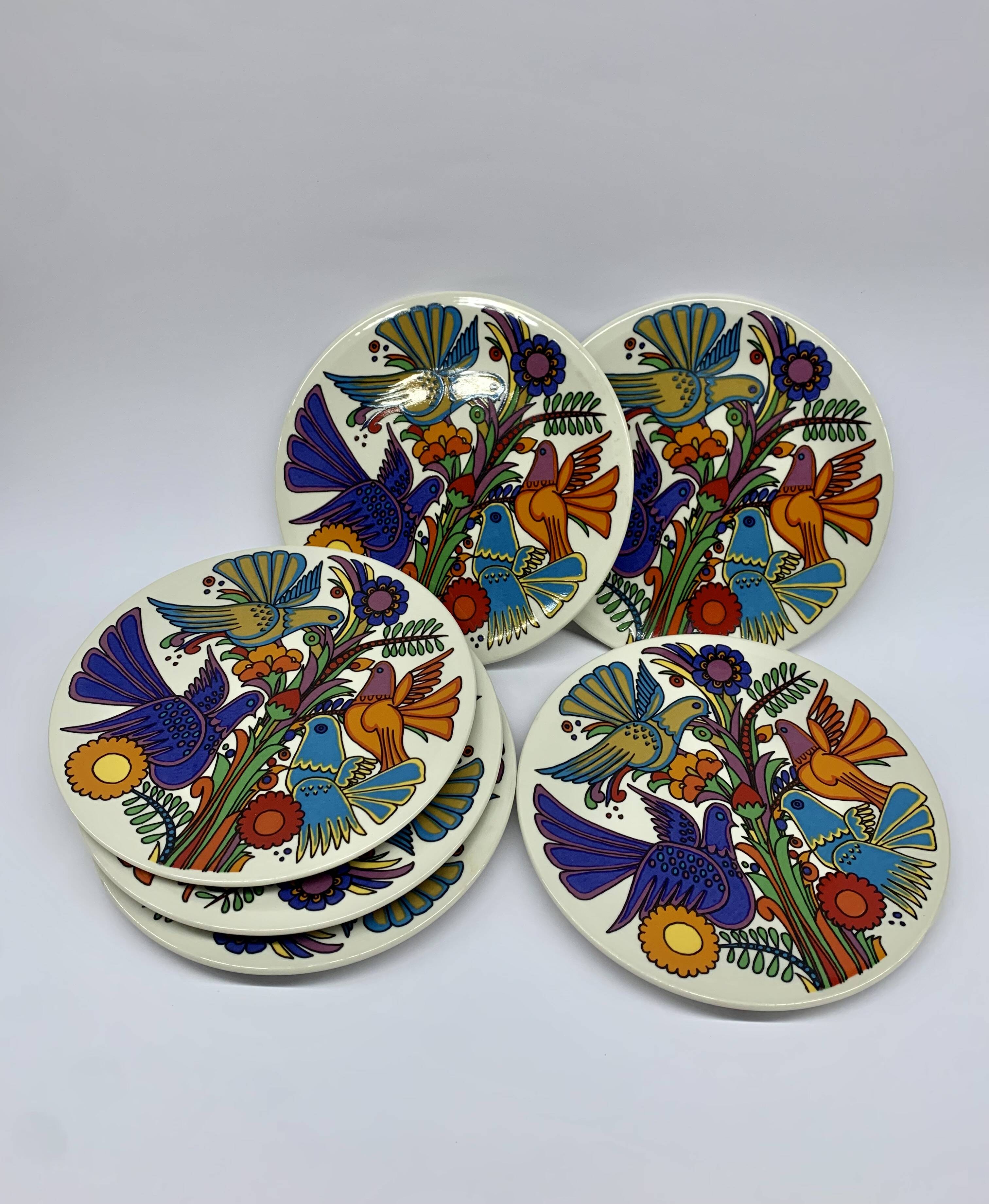 Set of 6 Villeroy & Boch Acapulco plates, 1970s
