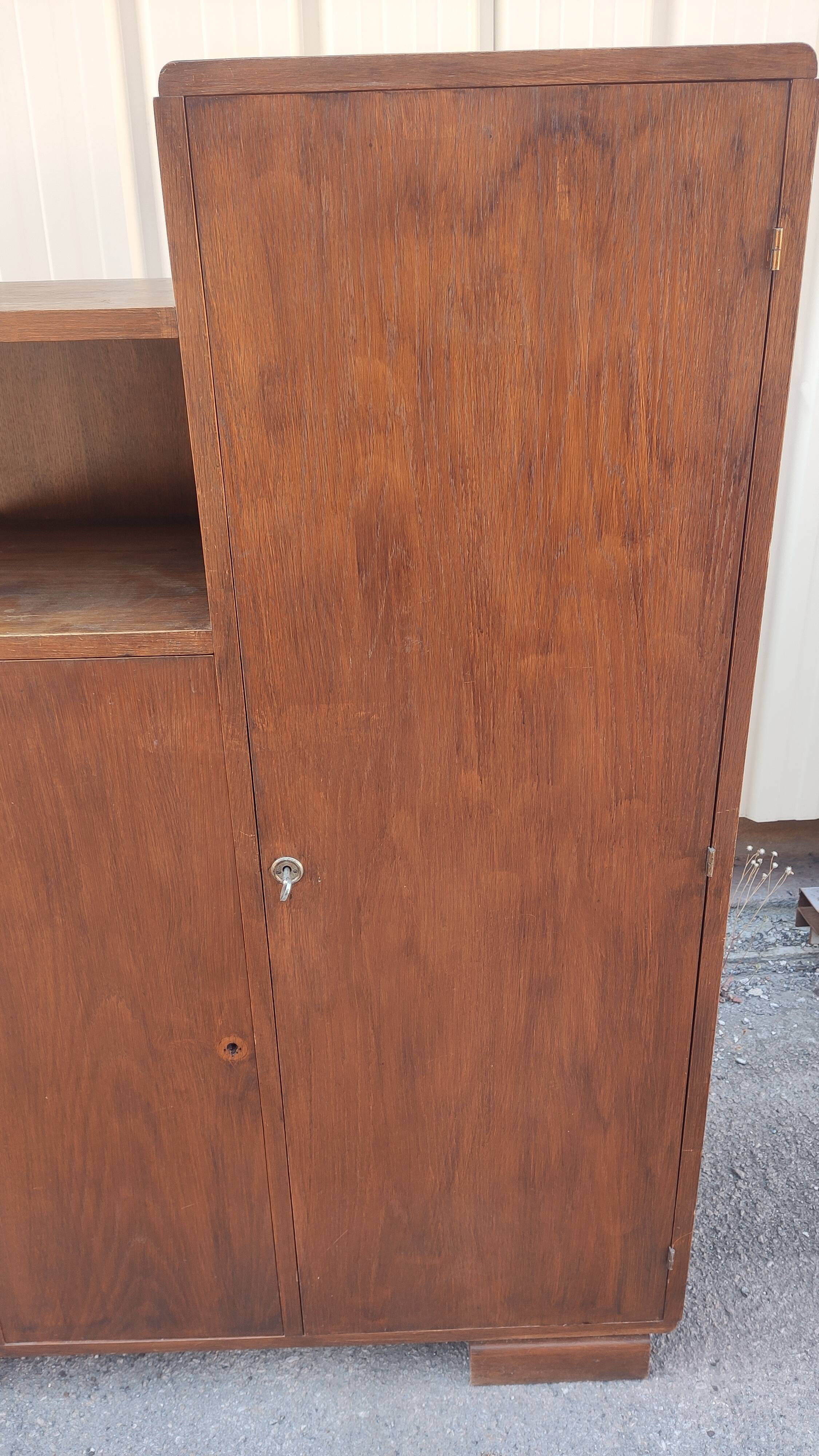Two-door modernist shelf cabinet, art deco
