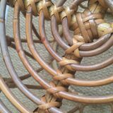 Vintage rattan pouf stool