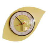 Vintage formica clock asymmetrical silent wall clock "Bayard yellow"