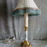 Antique lamp in bronze and ceramic