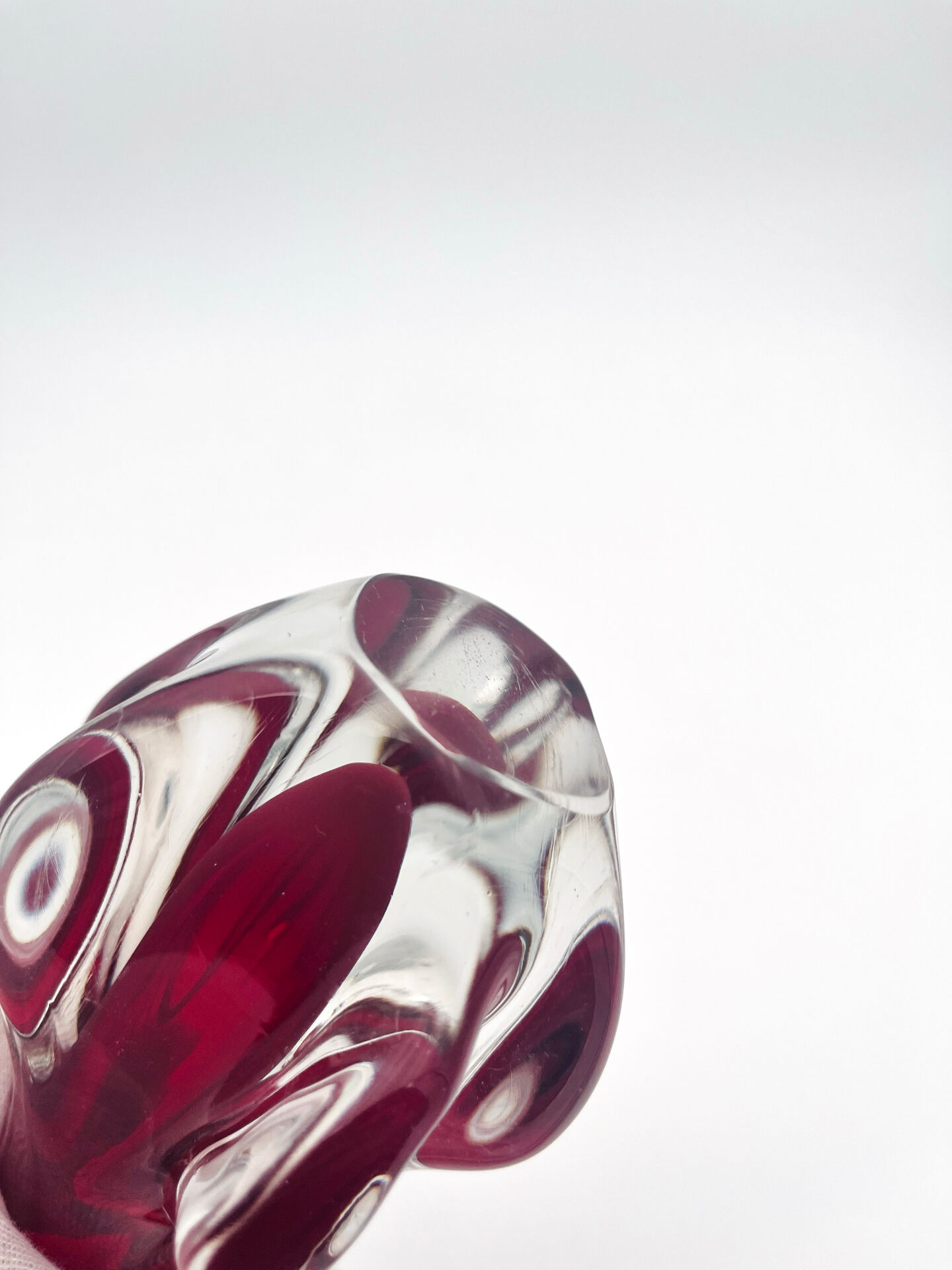 Vase Fratelli Toso Chambord Sommerso Rubis 25cm 954g Murano