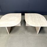 Pair of vintage travertine coffee tables or side tables, 1970s