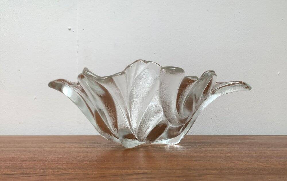 Heavy vintage German floral glass bowl by Walther Glas, 1970s.