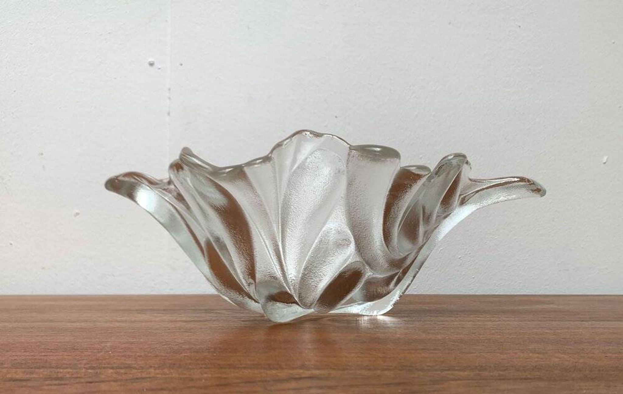 Heavy vintage German floral glass bowl by Walther Glas, 1970s.