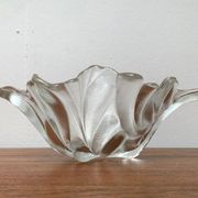 Heavy vintage German floral glass bowl by Walther Glas, 1970s.