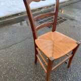 Solid wood dining chair with straw seat 85cm