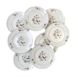 8 flat plates in Céranord porcelain, bird of paradise motif, "Regence" model