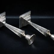 Pair of Neoclassical Victorian Silver Plated Candlesticks