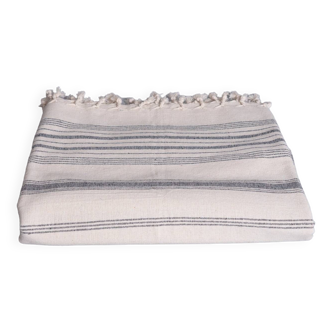 Hand-woven towel: Black striped cotton