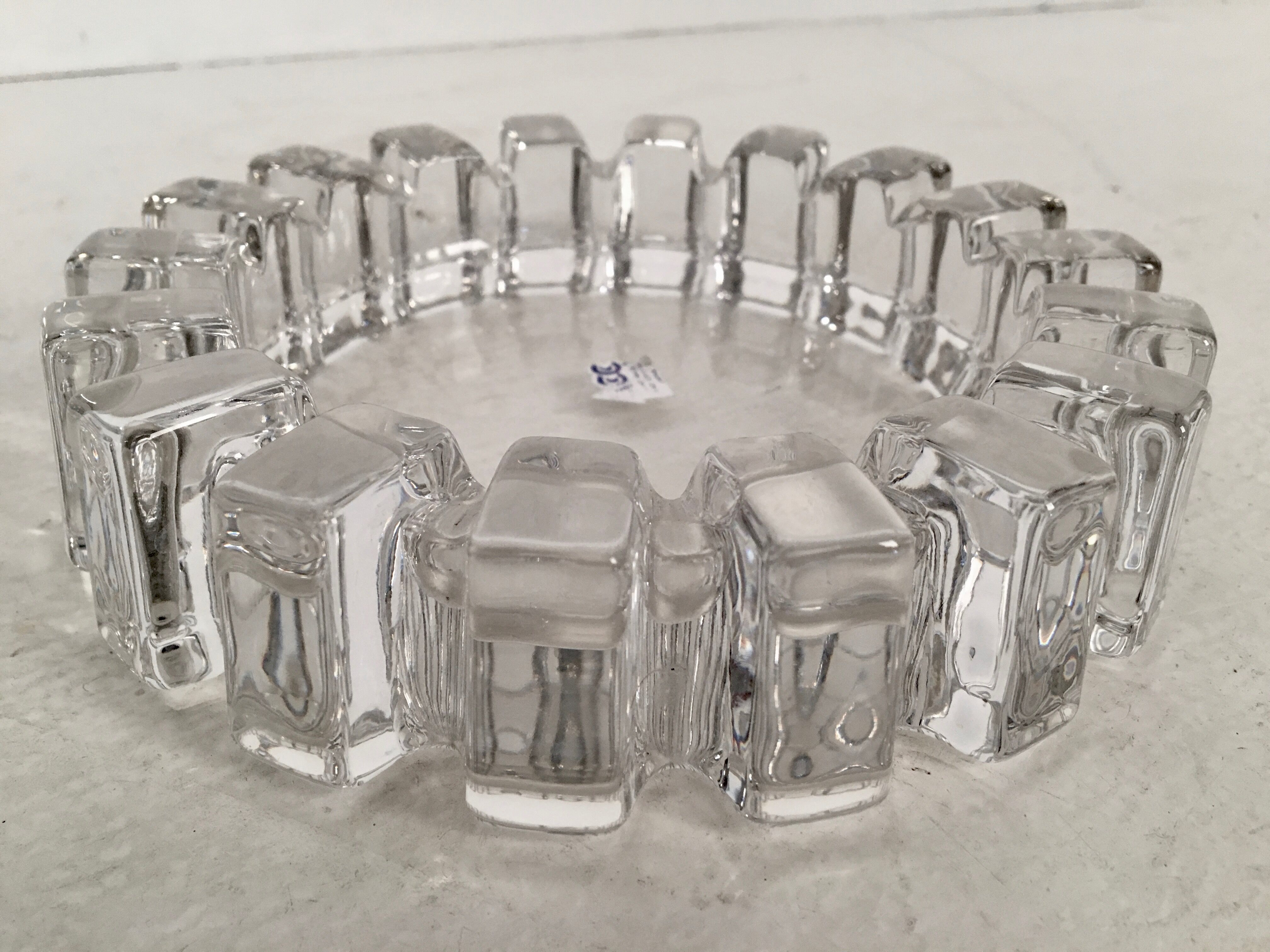Large Brutalist Lead Crystal Ashtray / Bowl, Japan, c.1950.