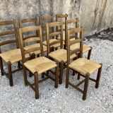 8 rustic straw chairs