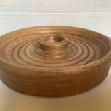 Thick round wooden candle holder