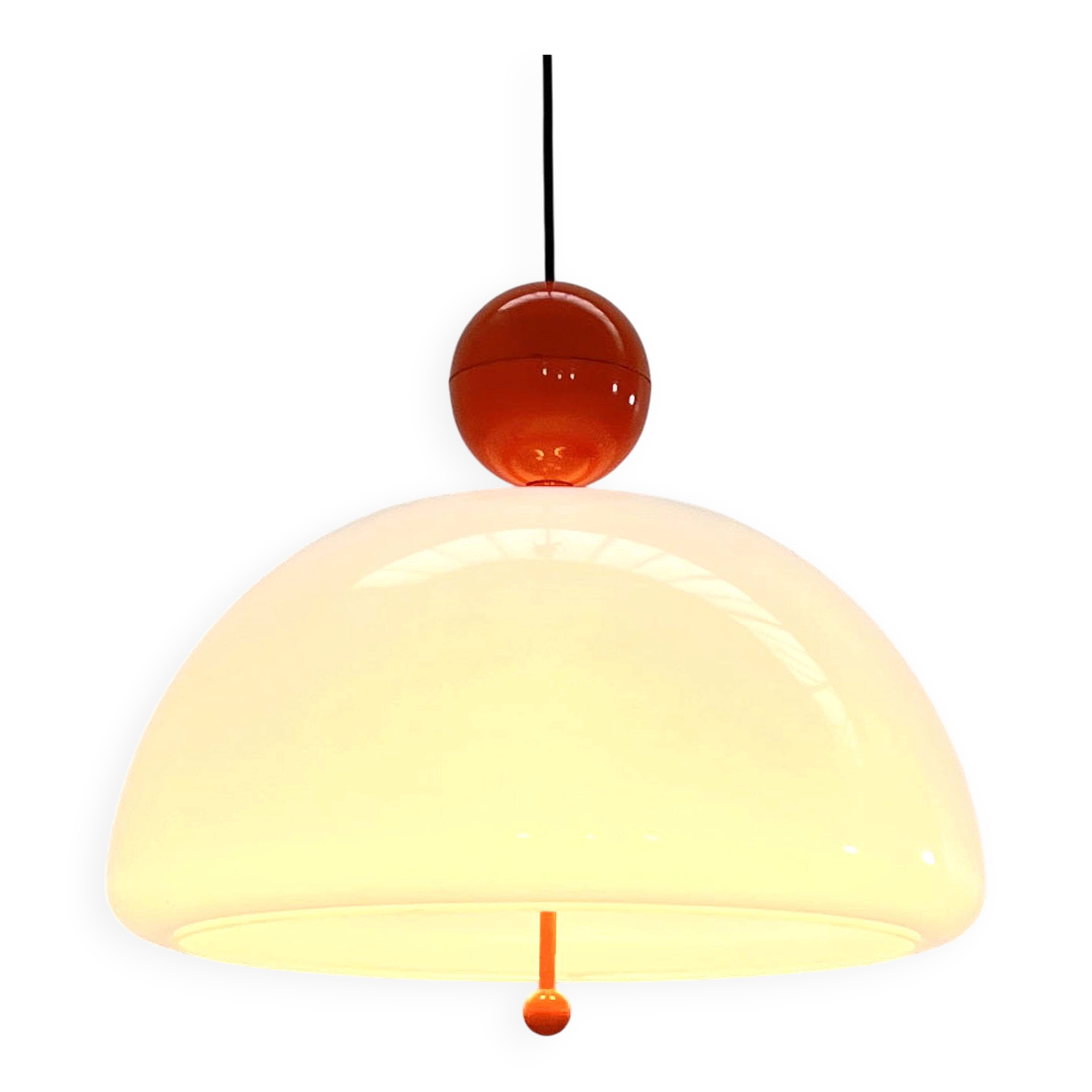 Suspension Saliscendi Orange by Elio Martinelli for Martinelli Luce, 1970