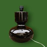 Large vintage lamp base in glazed brown ceramic