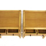 Set of 2 rattan bedside tables, Dux, Sweden, 1960