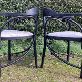 Pair of Thonet armchairs model 225 in stained black beech.