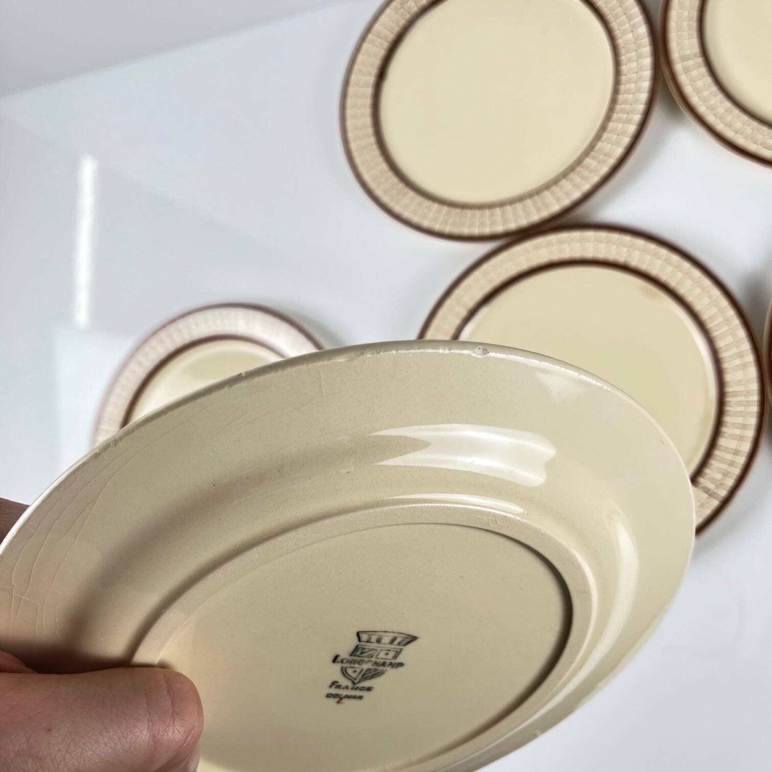6 Longchamp dessert plates, "Colmar" model, 1950/70