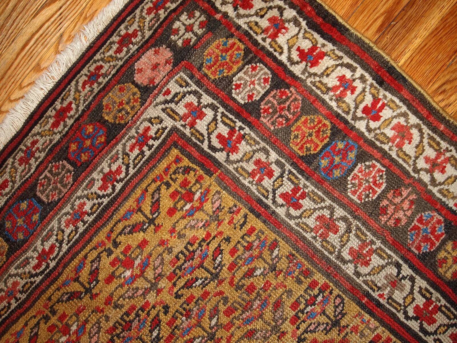 Handmade antique Persian Kurdish rug 125cm x 235cm 1880s - 1B414
