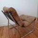 Fauteuil vintage tubulaire chromé et velours