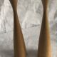 Pair of vintage birch wood candlesticks, Scandinavian design