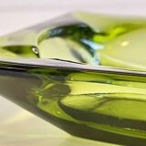 Geometric Glass Ashtray Vintage Green