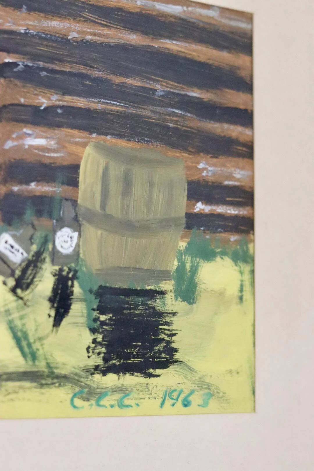 Peinture à l'huile sur panneau suédoise « Homme assis » 1963