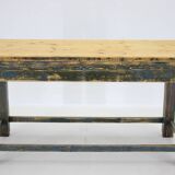 1950s Patinated Pine Tree Wooden Table, Czechoslovakia