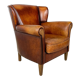 Vintage sheep leather wingback armchair zuna