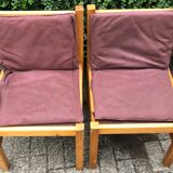 Ensemble de 6 chaises de salle à manger en pin sièges en toile